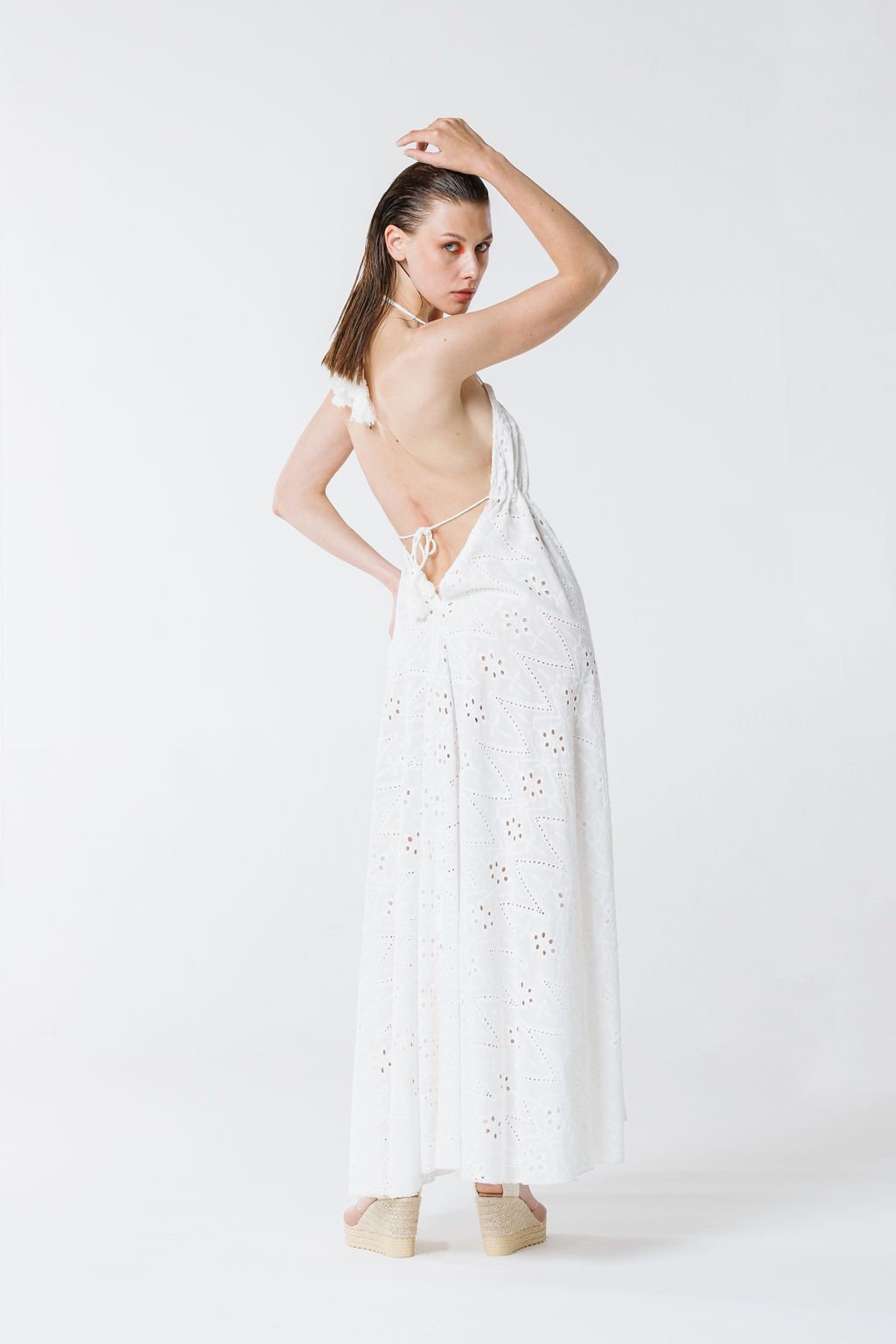 White cotton dress with lace